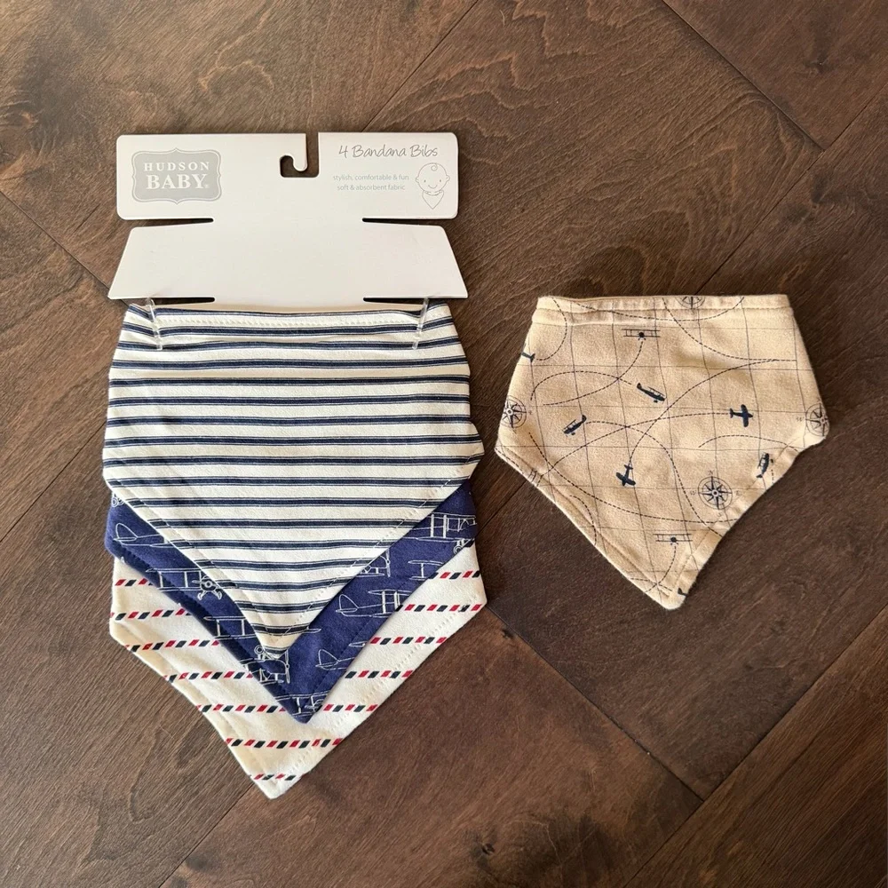Hudson Baby Airplane Themed Bandana Bibs Set